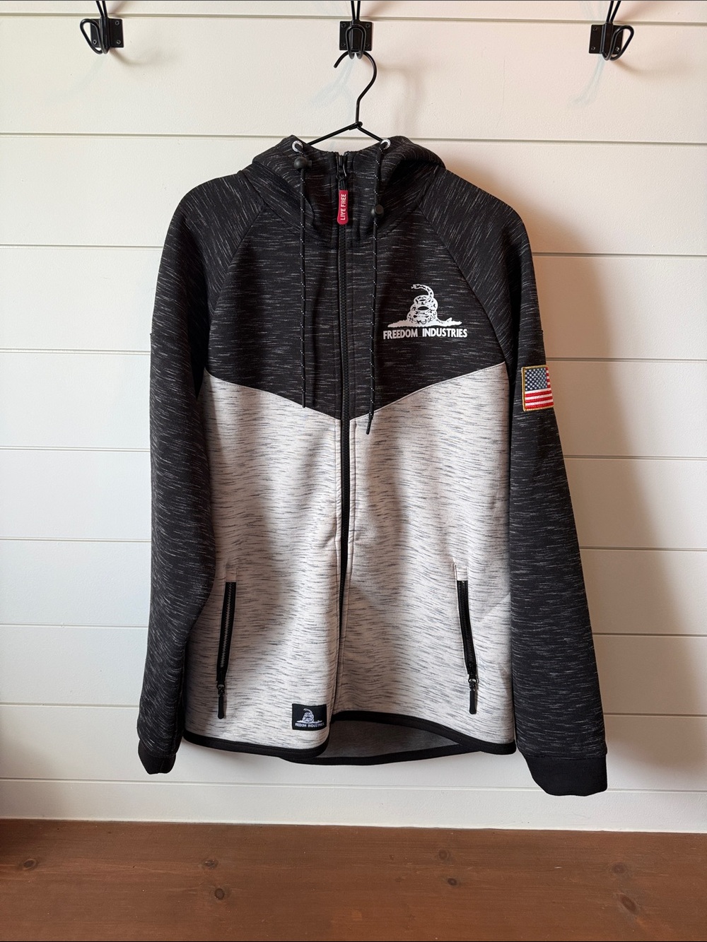 Freedom Industries Men’s Two-Tone Hooded Jacket in Black & Gray